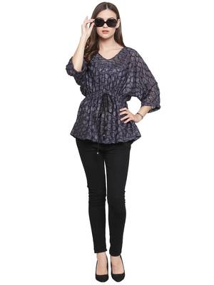 Grey printed Polyester tops 4