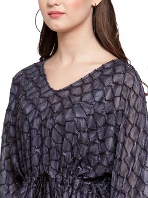Grey printed Polyester tops 5