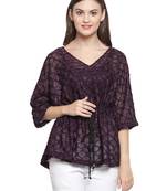 Purple printed Polyester tops