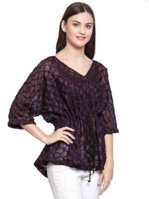 Purple printed Polyester tops 2
