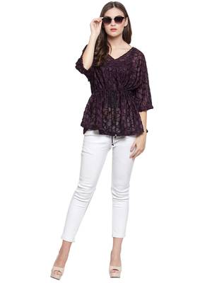 Purple printed Polyester tops 4