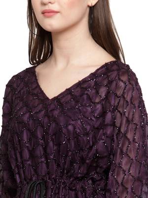 Purple printed Polyester tops 5