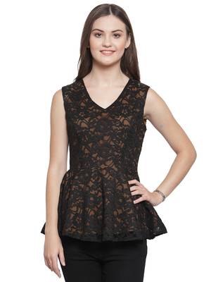 Black printed georgette tops 1