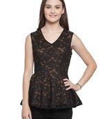 Black printed georgette tops