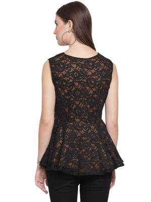 Black printed georgette tops 3