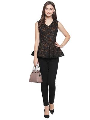 Black printed georgette tops 4