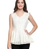 White printed georgette tops