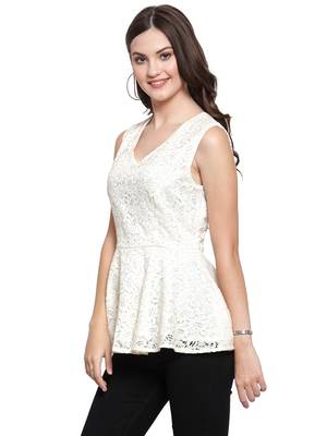 White printed georgette tops 2