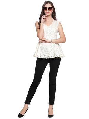 White printed georgette tops 4
