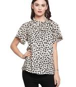 Beige printed Cotton tops