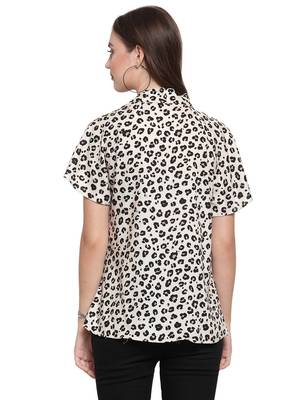 Beige printed Cotton tops 3