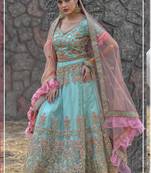 Green Plain
 Net Unstitched Lehenga