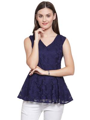 Blue printed georgette tops 1
