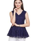 Blue printed georgette tops