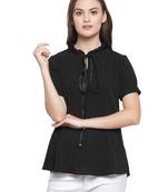 Black printed Crepe tops