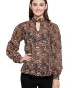 Brown printed Georgette tops