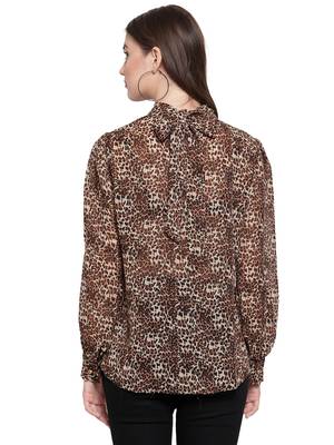 Brown printed Georgette tops 3