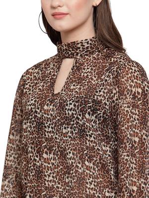 Brown printed Georgette tops 5