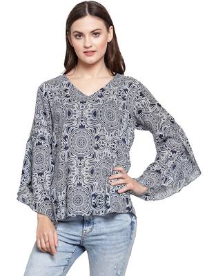 Blue printed Cotton tops 1