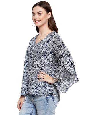 Blue printed Cotton tops 2
