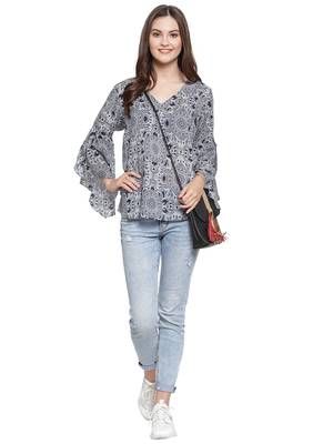 Blue printed Cotton tops 4