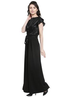 Black printed Polyester Jumpsuit 2