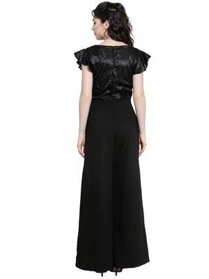 Black printed Polyester Jumpsuit 3