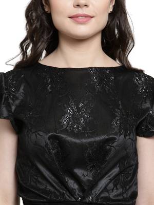 Black printed Polyester Jumpsuit 4