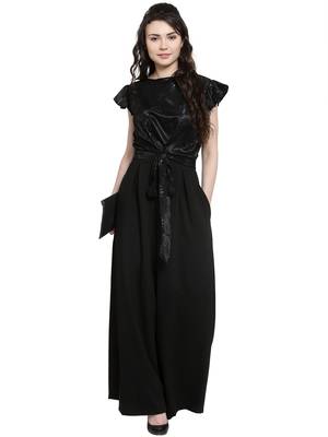 Black printed Polyester Jumpsuit 5