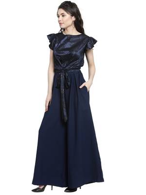 blue printed Polyester Jumpsuit 2