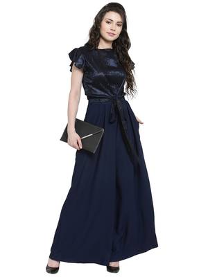 blue printed Polyester Jumpsuit 5