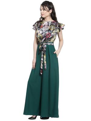 Green printed Polyester Jumpsuit 2