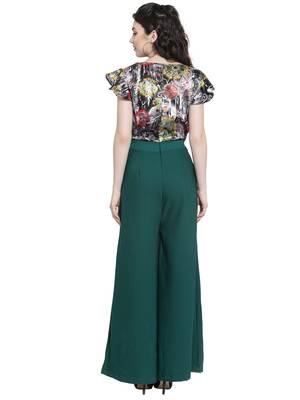Green printed Polyester Jumpsuit 3