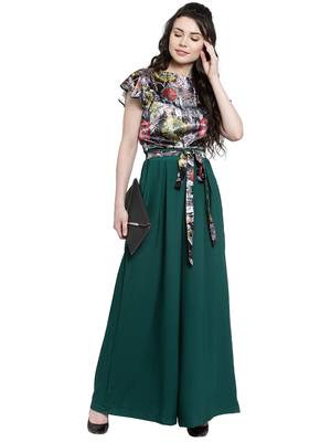 Green printed Polyester Jumpsuit 5