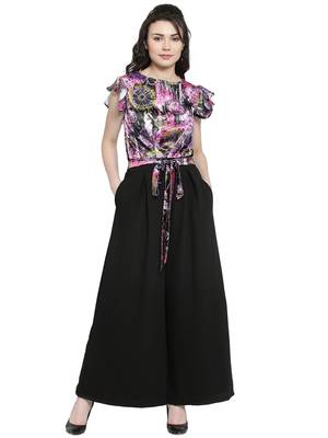 Black printed Polyester Jumpsuit 1