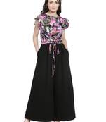 Black printed Polyester Jumpsuit