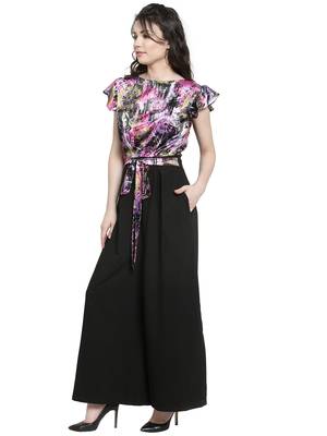 Black printed Polyester Jumpsuit 2