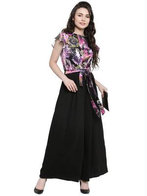 Black printed Polyester Jumpsuit 5