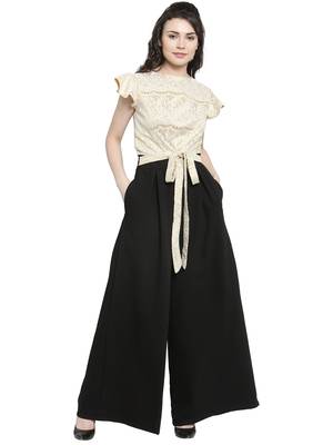 Black printed Polyester Jumpsuit 1