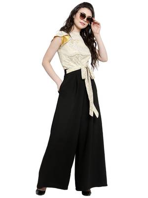 Black printed Polyester Jumpsuit 3