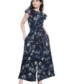 Blue printed Crepe Jumpsuit