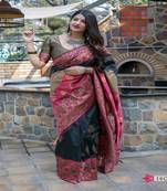 Multicolor woven banarasi silk saree with blouse