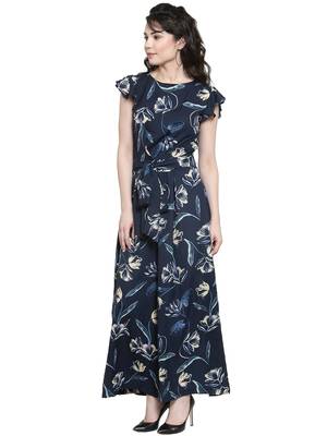 Blue printed Crepe Jumpsuit 2