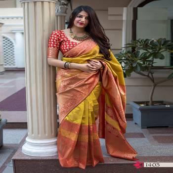 Multicolor woven banarasi silk saree with blouse 1