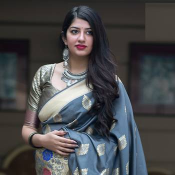 Multicolor woven banarasi silk saree with blouse 2