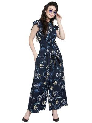 Blue printed Crepe Jumpsuit 5