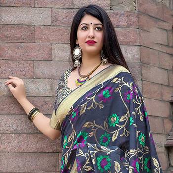 Multicolor woven silk blend saree with blouse 2