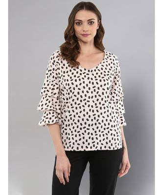 Baby Pink Printed Top With Frill Sleeves 1