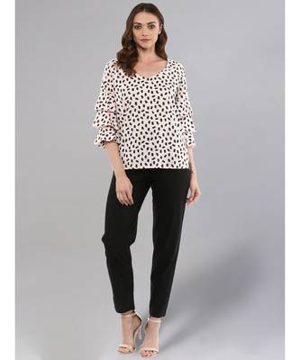 Baby Pink Printed Top With Frill Sleeves 2