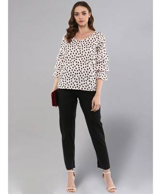 Baby Pink Printed Top With Frill Sleeves 3